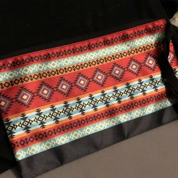Black Southwestern Print Make Up Bag for Purse - Picture 5 of 8